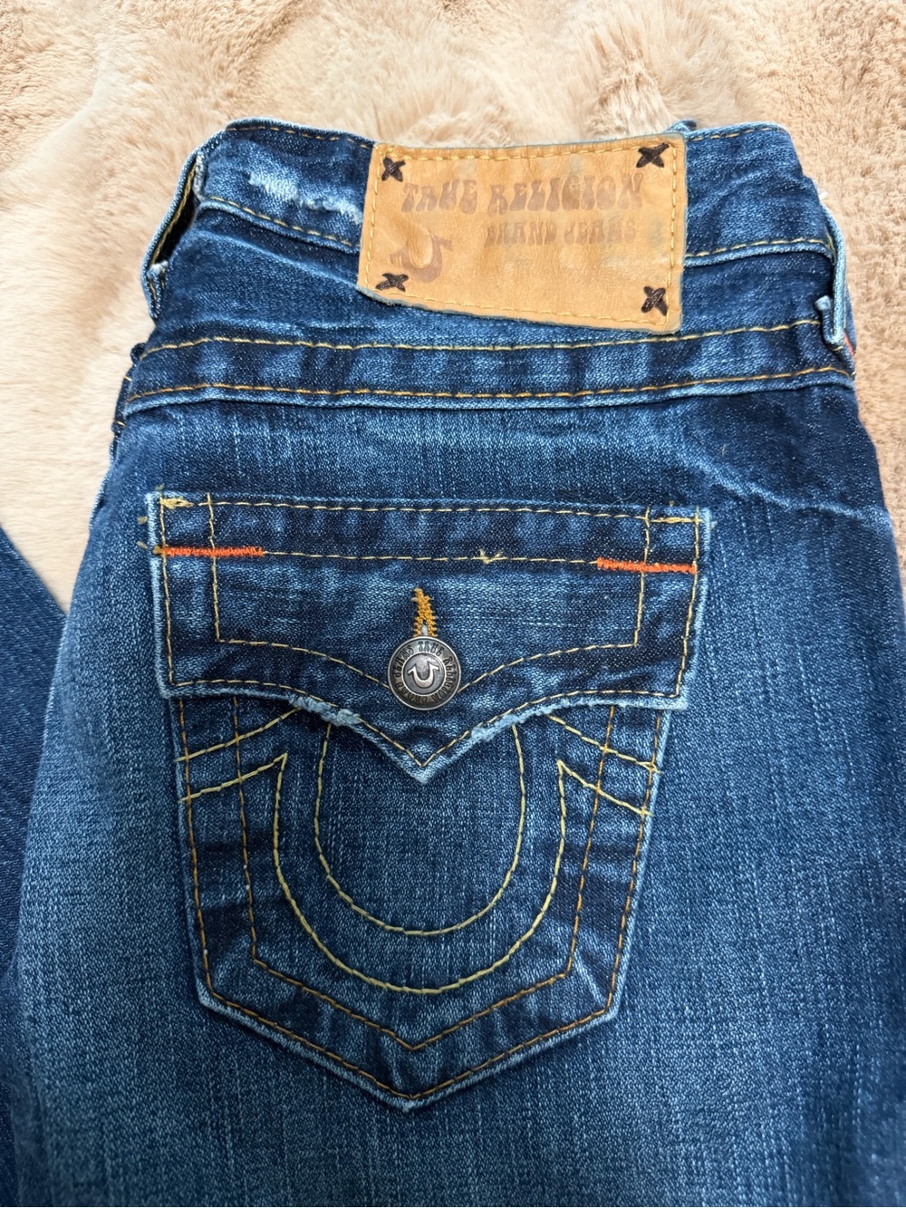 Authentic True Religion Dark Blue High-Rise Flare Jeans size 26 - Picture 3 of 16